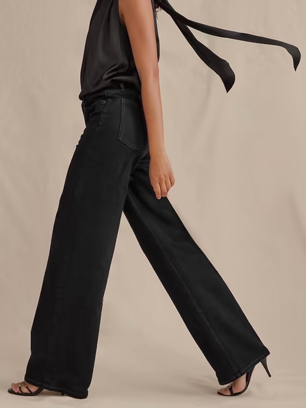Banana Republic Icon Wide Leg Jean Black Rinse High Rise Comfort Stretch 31